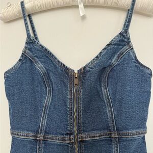 American Eagle Denim Zip-Front Mini Dress